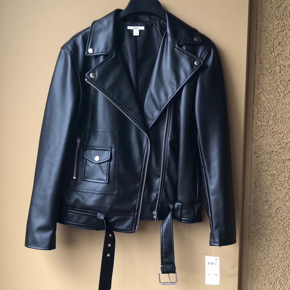 Brand New Bar III black biker leather jacket